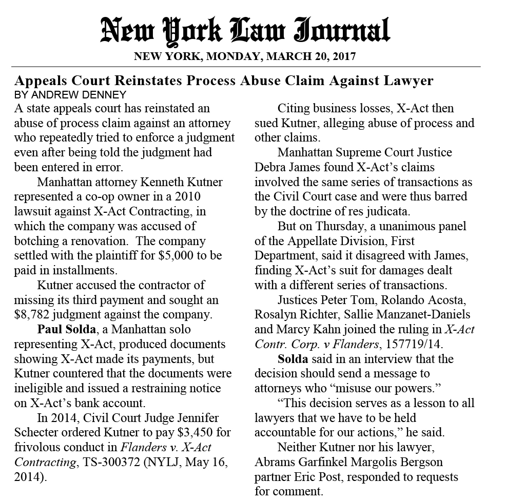 Attorney Solda makes front page headlines in pushing forward pawnbroker case against NYPD…